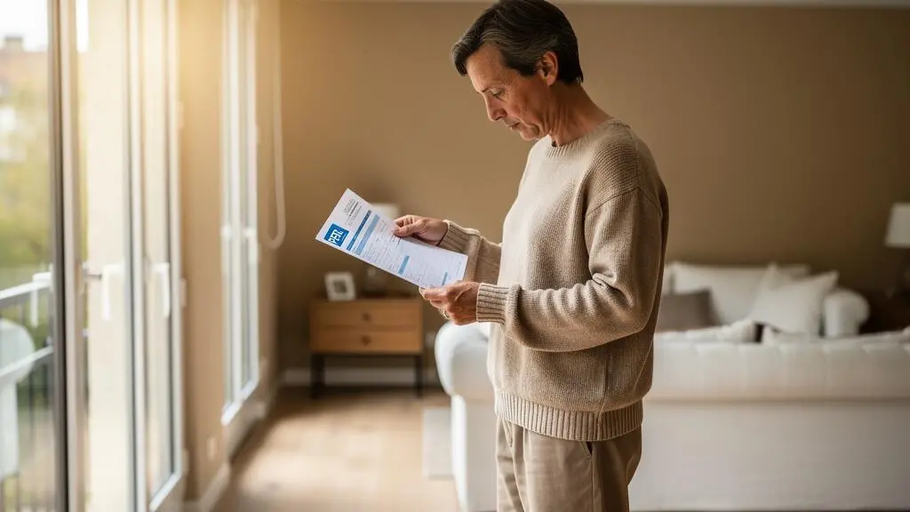 Personne à domicile consultant des documents de plan d'épargne retraite près d'une fenêtre